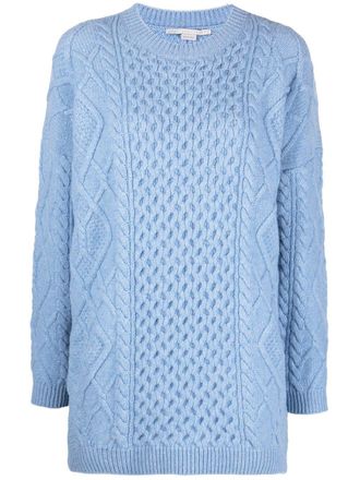 Stella McCartney Aran-knit oversized jumper - women - Virgin Wool - 38 - Blue
