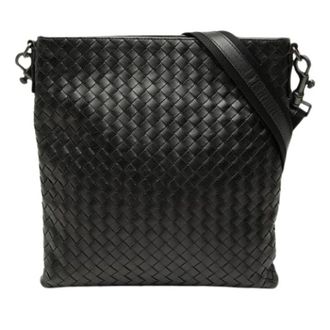 Bottega Veneta Pre-owned Woven Nappa Crossbody Bag - Dames - Pre-owned - Zwart - Maat: ONE Size Leer