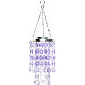 Glitzhome Solar Lighted Acrylic Jewel Beaded Wind Chime or Chandelier Hanging Decor in White at Nordstrom, Size Medium