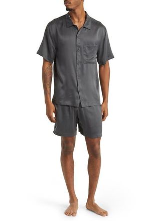 Lunya Washable Silk Button-Up Short Pajamas in Meditative Grey at Nordstrom, Size Xx-Large