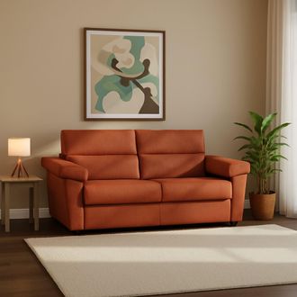 Dmora Sof&aacute; Cama 2 Plazas Salorno, Desenfundable, Con Almacenaje Made In Italy, Apertura Abatible, 185x95 Cm Naranja