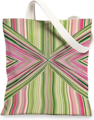 Generic Striped Canvas Tote Bag, Artistic Reusable Shopping Bags, Linen Lightweight Peach Shoulder Strap Bags 13x15 Inch