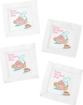 Tiramisu Set Of 4 Tea-Rrific Mom Linen Cocktail Napkins