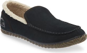 Sorel Dude MOC Faux Fur Lined Slipper in Black Black at Nordstrom, Size 8