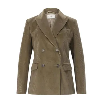 Max Mara Jassen, Dames, Groen, XS, Katoen, Double-Breasted Cord Blazer