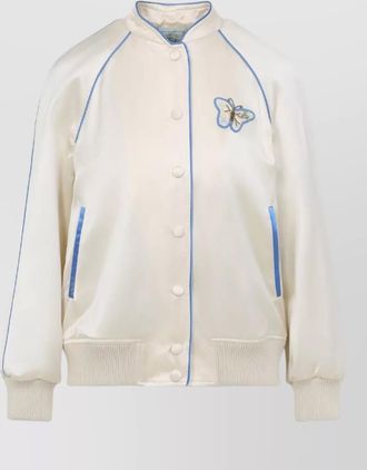 Valentino butterfly pearl detail stand collar jacket