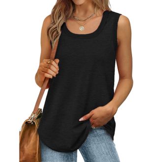 Generic Vest Tops Women UK Ladies Scoop Neck Sleeveless Tank Tops Sports Gym Work Shirts Casual Loose Fit Tee Shirt Sports Runing Tunic Summer Camisole Blouse