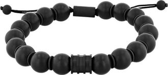 Robert Alton Stainless Steel Onyx Bead Bolo Bracelet