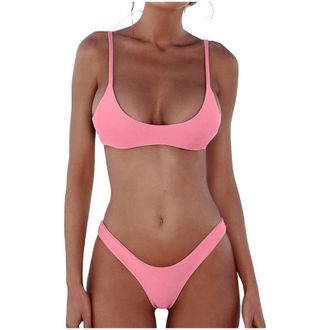 Generic Bikini Set Swimsuits for Women Low Waist Thong Swimwear Bathing Suits No Rims Swimming Costume Womens Two Piece Swimsuits Women Triangle Bikini Set Tw