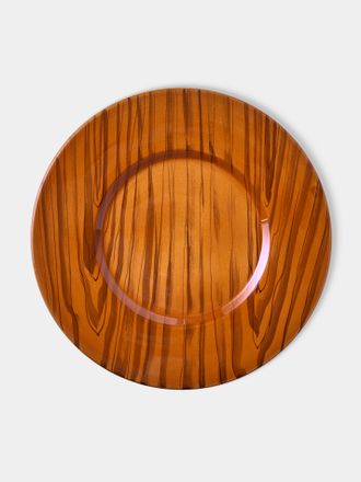 Este Ceramiche Porcellane Faux Bois Ceramic Charger Plates - 12.5in/32cm (Set of 4)