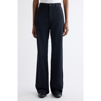 Acne Studios Poltana Fluid Pinstripe Bootcut Trousers in Navy at Nordstrom, Size 10 Us