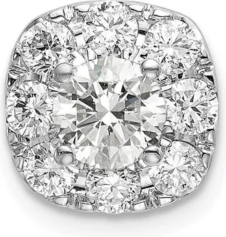 Diamond2Deal 14K Gold Lab Grown Diamond Cushion Halo Pendant (1ct, VS, G-H)