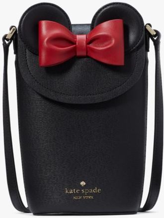 Kate Spade New York Womens Disney X New York Minnie Mouse 3D North South Flap Phone Crossbody - Black - One Size