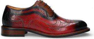 Laura Vita Laura Vita Lorenzo Conti Mens Red Black Leather Brogue Oxford Dress Shoes - Ayan-01 - Size EU 42
