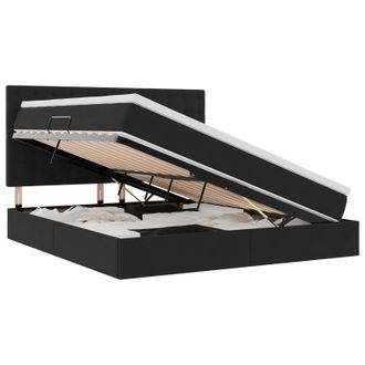 vidaXL Letto Con Contenitore Led E Materasso Nero 160 X 200 Cm Velluto Vidaxl