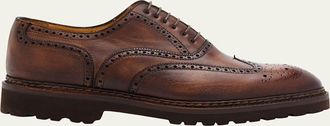 Bontoni Mens Libertino Leather Wingtip Oxford Shoes