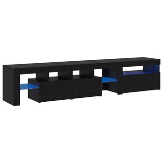 Berkfield Home TV Cabinets 2 pcs with LED Lights Black Oak Engineered Wood