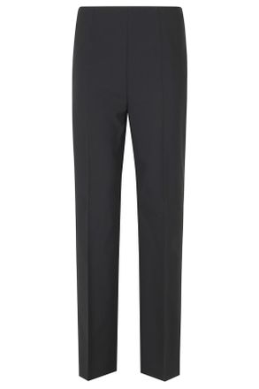 Alberta Ferretti Black Tropical Wool Back Pockets Wool-Blend Straight-Leg Pants