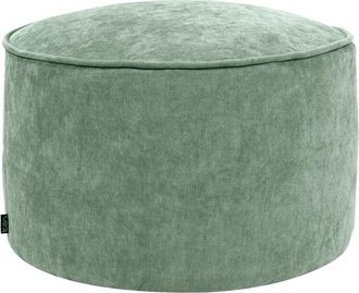 Icon Brand Reposapiés puf redondo en tejido de chenilla texturado verde salvia