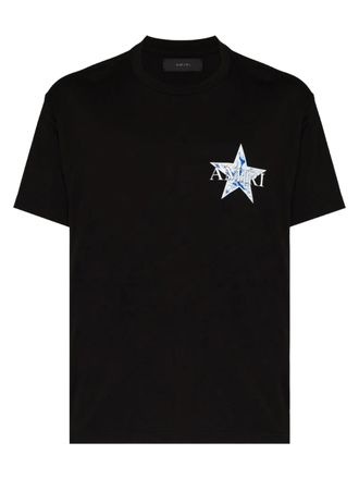 Amiri Mens Paisley Blue Star Printed T-Shirt in Black Cotton - Size Small