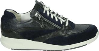 Durea Schoenen, Dames, Blauw, 37 1/2 EU, Leer, Sportieve Lage Blauwe Sneakers met Uitneembaar Voetbed