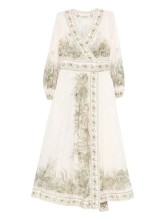 Zimmermann Wanderlust wrap midi dress - women - Cotton/Cotton - 3 - Neutrals