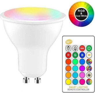 Trade Shop Trade Shop Traesio - Trade Shop - Faretto Rgb+white 5w Gu10 Lampadina Led Cambiacolore Telecomando Cromoterapia