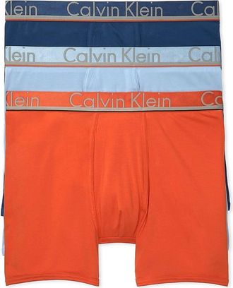 Calvin Klein Mens 3 Underwear Comfort Microfiber Boxer Briefs In Rapid Blue/estate Blue/oriole