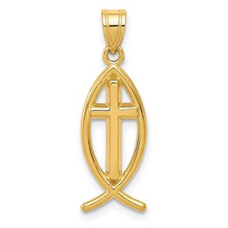 Diamond2Deal 10k Yellow Gold Ichthus Fish Pendant