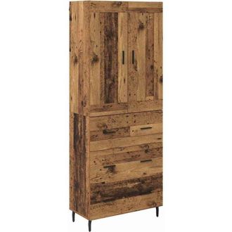 vidaXL Highboard with Drawer 2 pcs Old Wood Engineered Wood and Glass vidaXL