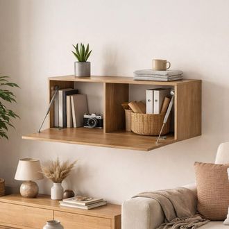 Dmora Mueble Colgante Pimonte, Modular, Un Estante, Una Puerta, 100x40h Cm Marr&oacute;n Nogal