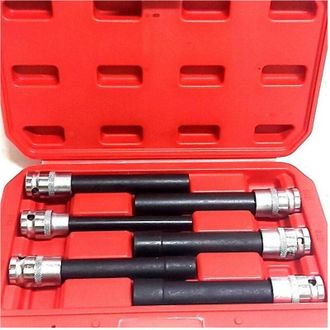 Trade Shop Trade Shop - Bussola Chiavi Torx Femmina Set Lunghi E10-e20 Testa Cilindro Attacco 1/2 Quadro