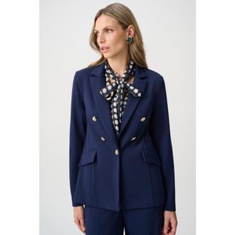 Joseph Ribkoff Scuba Crepe Fitted Blazer in Indigo at Nordstrom, Size 12