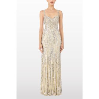 Jenny Packham Da Vinci Sequin-Embellished Dress in Parchment at Nordstrom, Size 10 Uk
