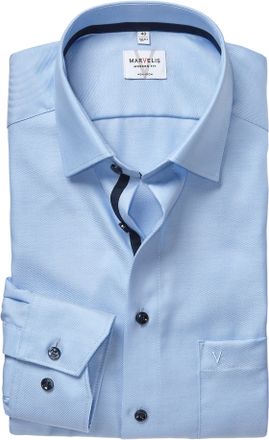 Marvelis Langarmhemd MARVELIS, Herren, Gr. 41, N-Gr, bleu, Web, Obermaterial: 100% Baumwolle, 2-Knopf-Manschette, Hemden Langarmhemd, Businesshemd, New-Kentkra