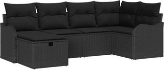 vidaXL Conjunto De Sof&aacute; De Jard&iacute;n 6 Pcs Negro 232.5 X 122.5 X 85 Cm Vidaxl