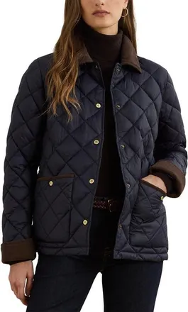 Lauren Ralph Lauren Diamond Quilted Jacket in Dk Navy at Nordstrom, Size X-Small