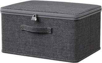 No Brand Esta Caja De Almacenamiento Plegable Con Tapa Y Cerradura De Combinaci&oacute;n Es De Color Gris (40 X 30 X 21 Cm) Y Se Puede Colocar En Un Armario O Debajo 