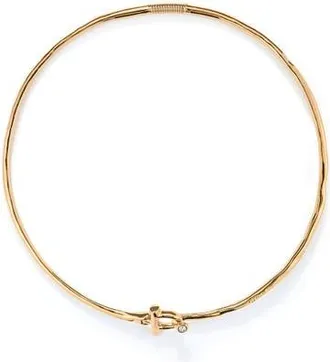 UNOde50 Rigid Necklace with 18K Gold-Plated Front Clasp with White Topaz at Nordstrom