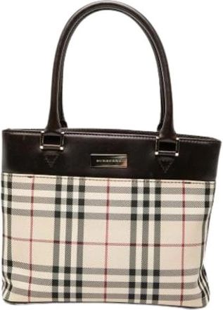 Burberry Pre-owned House Check Tote - Dames - Vintage Schoudertas - Beige - ONE Size - Leer - Vintage