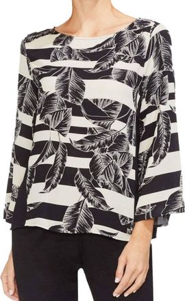 Vince Camuto Printed Bell Sleeve Blouse In Rich Black