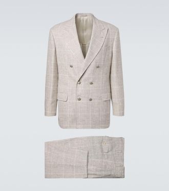 Brunello Cucinelli Prince of Wales linen-blend suit