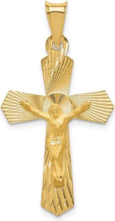 Diamond2Deal 14k Yellow Gold Polished Satin Diamond-Cut Crucifix Pendant