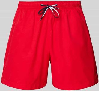 Mc Neal Relaxed Fit Badeshorts mit Logo-Stitching in Rot, Gr&ouml;&szlig;e L