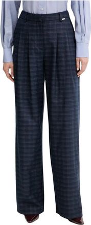 Fracomina Palazzo Wijde Broek - Dames - Wijde Broeken - Blauw - XS - Polyester - Broeken