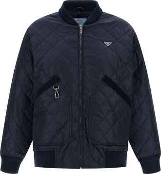 Prada Quilted Recycled Polyamide Down Jacket - Navy