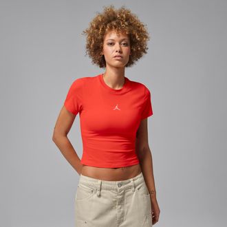 Nike Jordan Womens Jordan Essentials T-Shirt in Red | II9928-673