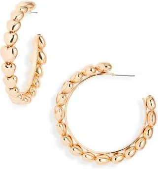 Open Edit Puffy Heart Hoop Earrings in Gold at Nordstrom Rack