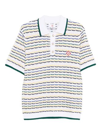 Casablanca striped-pattern knitted polo shirt - Bianco