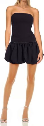 Badgley Mischka Strapless Bubble Hem Mini Dress In Black